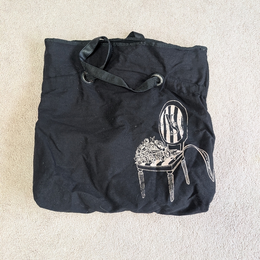 Black Tote Bag with Chair Graphic